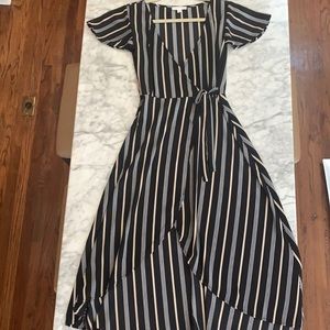Socialite black striped wrap dress